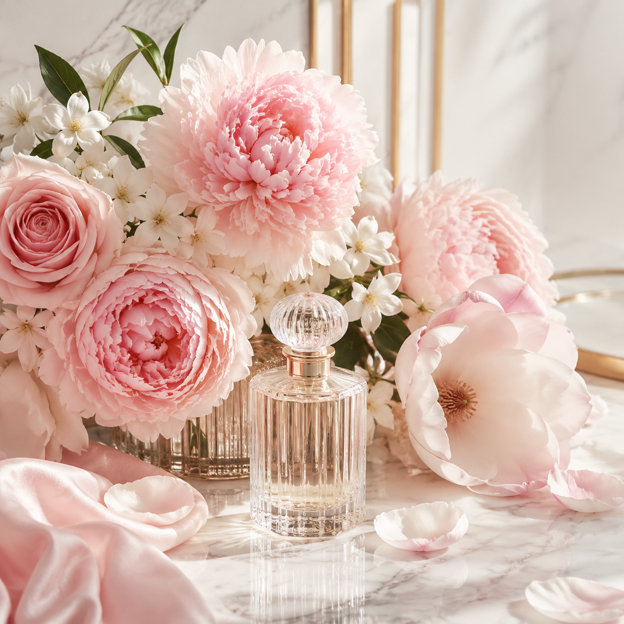 Floral scent collection with blush roses, peonies and jasmine