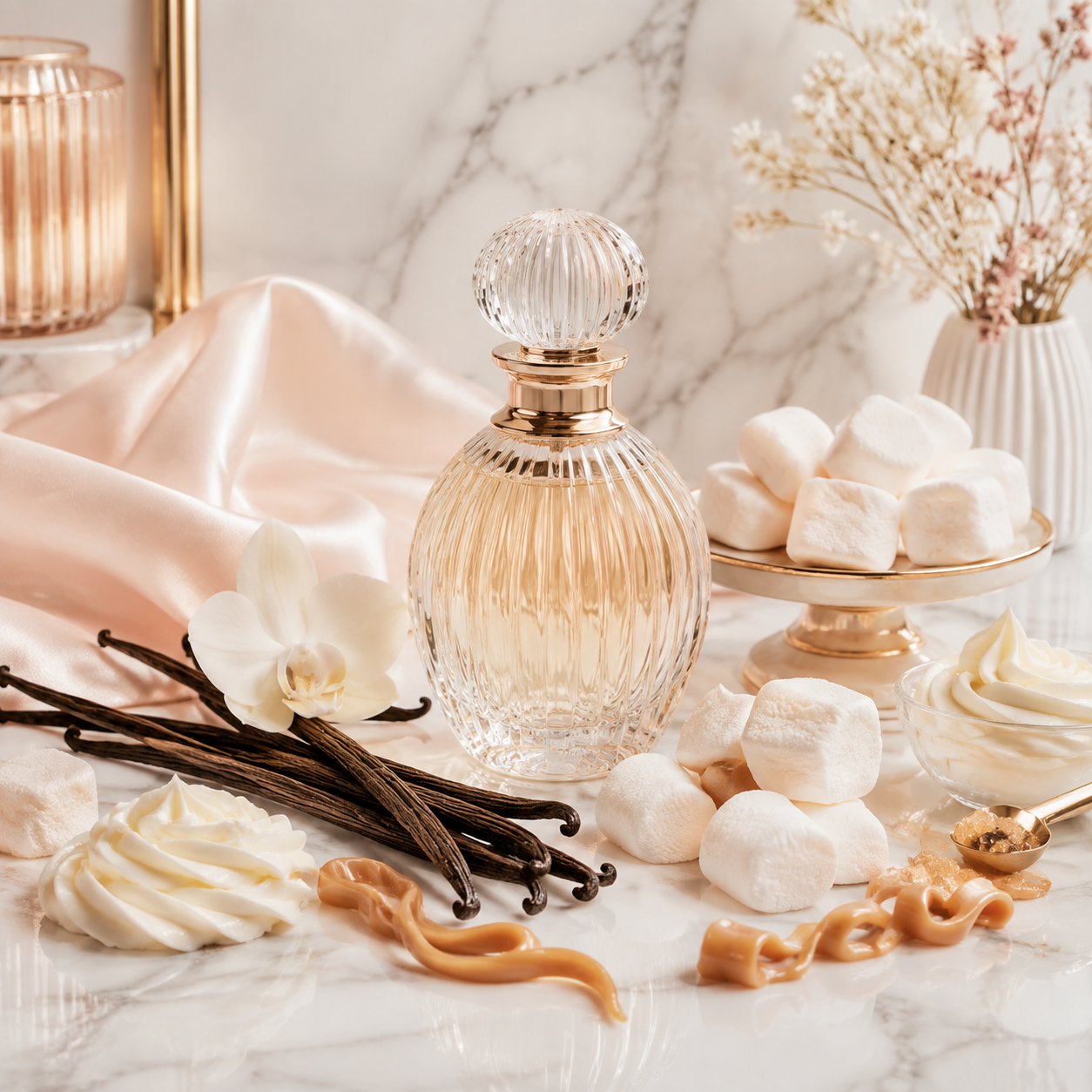 Sweet and gourmand scent collection with vanilla and creamy notes