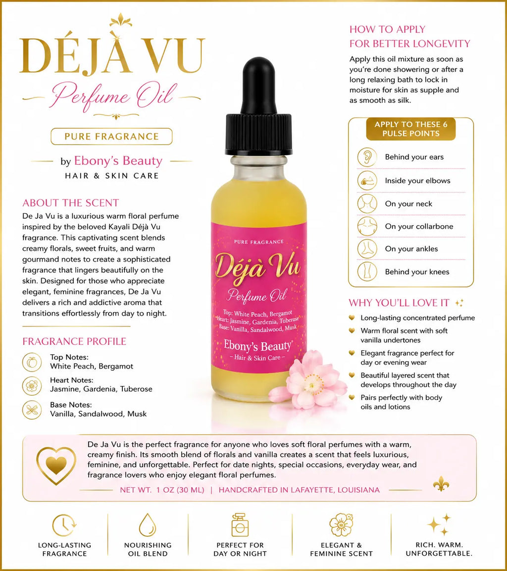 DEJA VU PERFUME OIL Ebony's Beauty Hair and Skin Care LLC