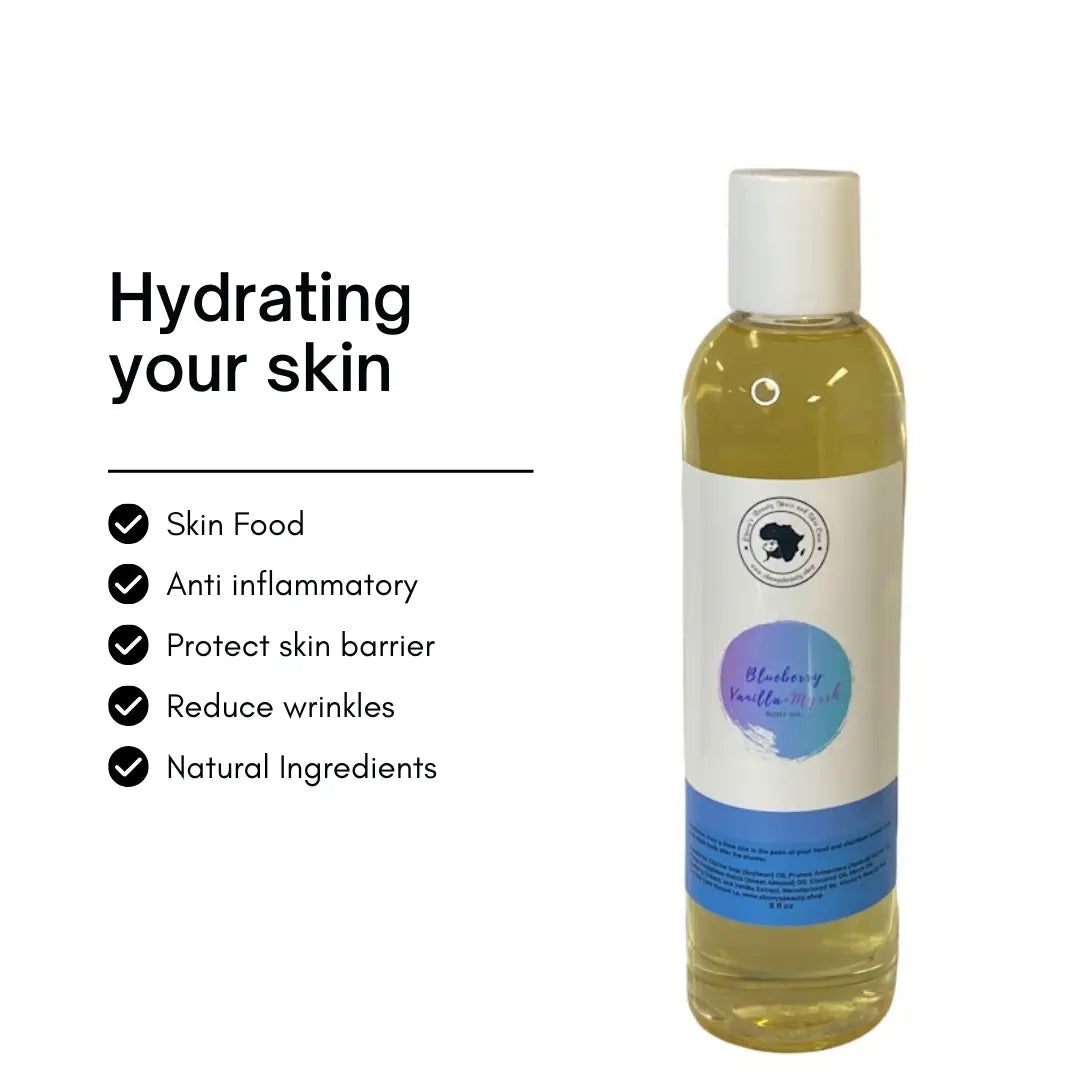 BLUEBERRY VANILLA & MYRRH HYDRATING LUXURY BODY OIL Ebony's Beauty Hair and Skin Care LLC