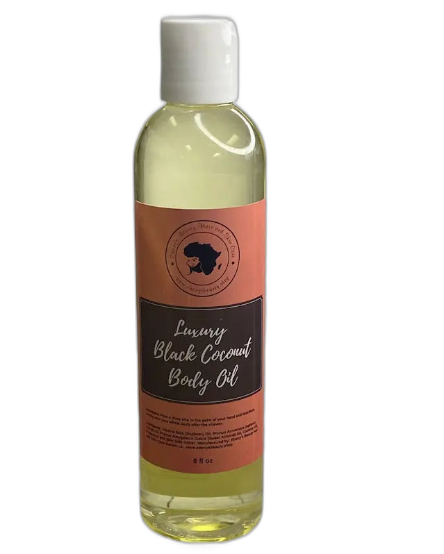 Black Coconut Hydrating Luxury Body Oil – 8 oz on white background
