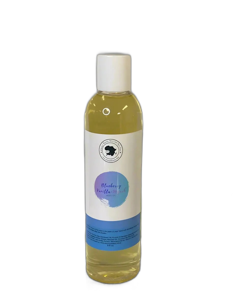 Blueberry Vanilla & Myrrh Hydrating Luxury Body Oil – 8 oz on white background