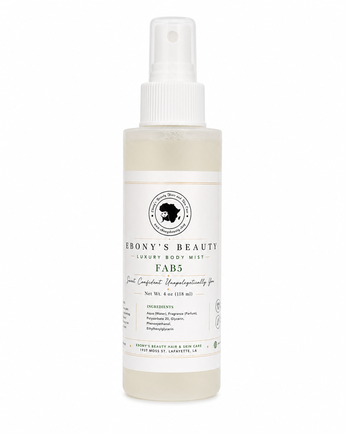FAB5 Body Spray 4 oz by Ebony's Beauty Hair and Skin Care