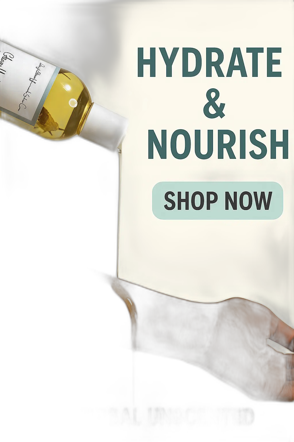 Glow Herbal Unscented Hydrating Body Oil – 8 oz on white background