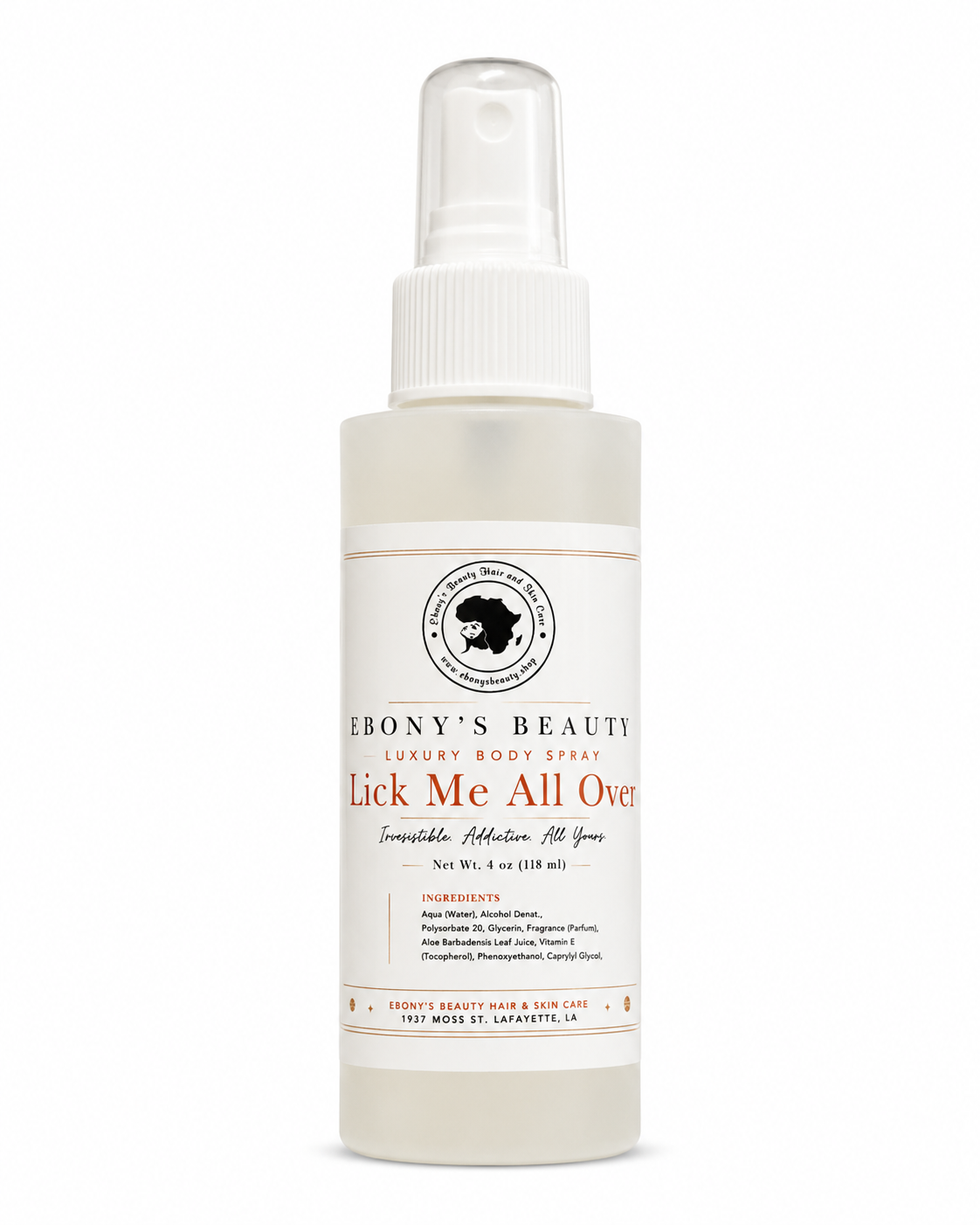 Lick Me All Over Body Spray 4 oz by Ebony's Beauty Hair and Skin Care