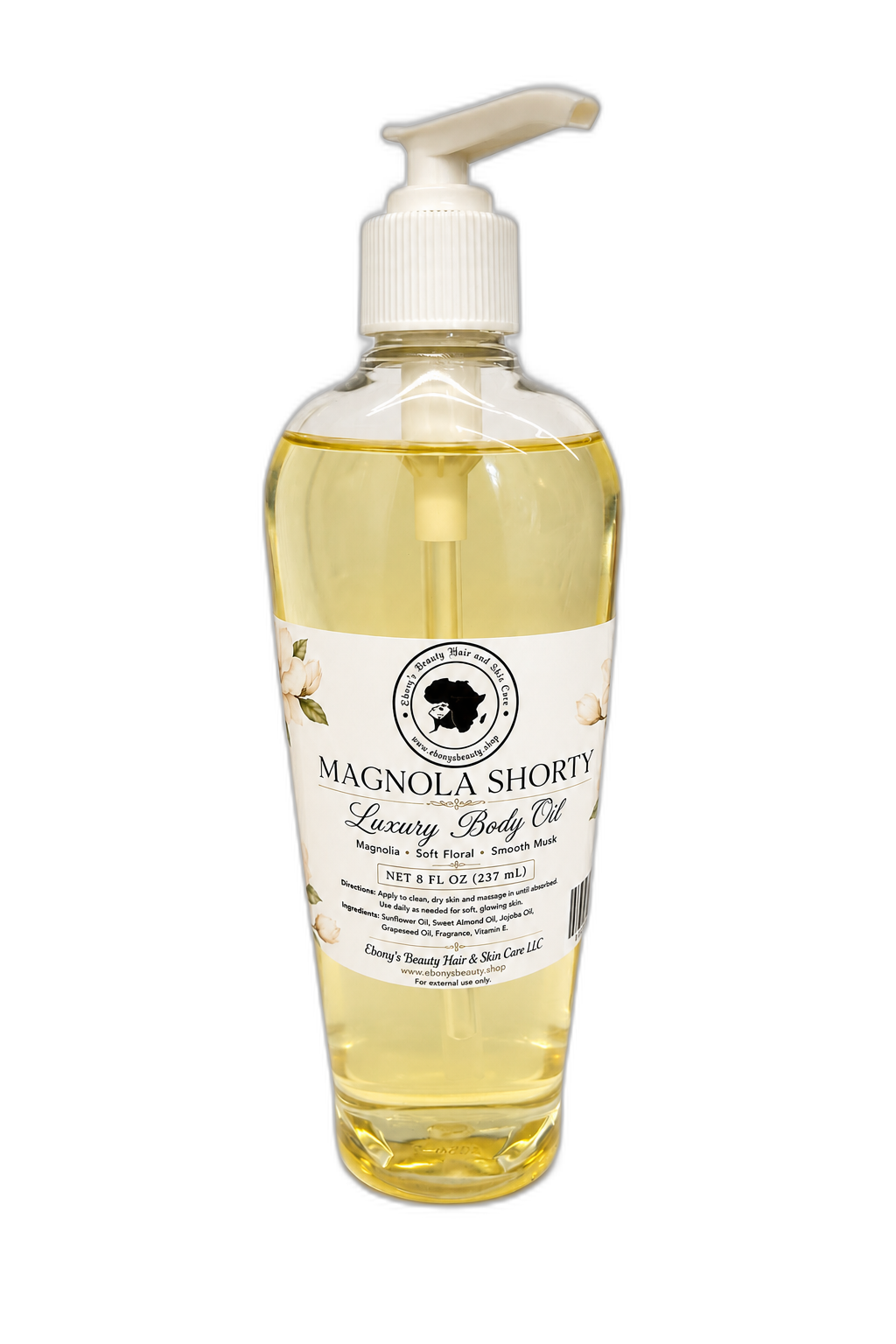 The Magnolia Shorty Body Oil – 8 oz on white background