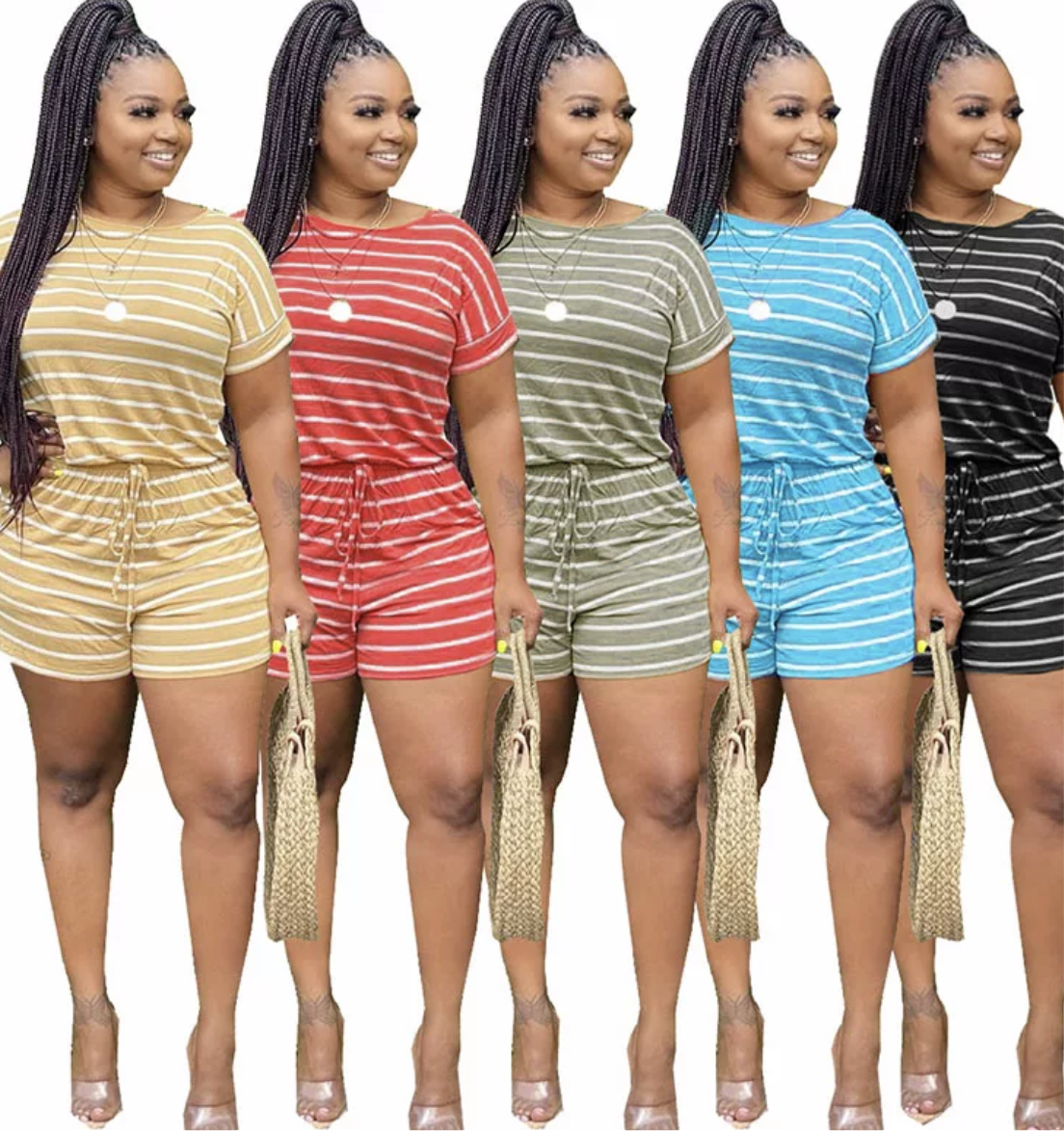 Striped Short Set - Ebony's Beauty Hair and Skin Care LLC